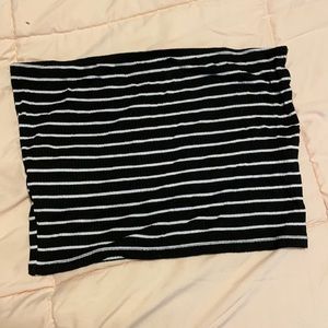 Black and white striped tube top